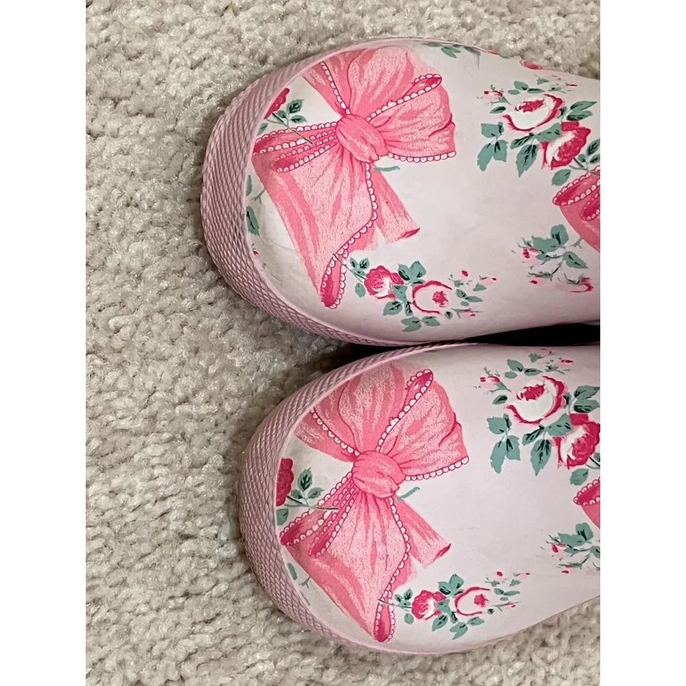 Hunter X Love Shack Fancy Boots Girls Kids Size US 7 Pink Bows - Picture 11 of 11